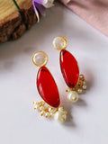 Pink Monalisa Stone Pearl Drop Studs | AMOLA