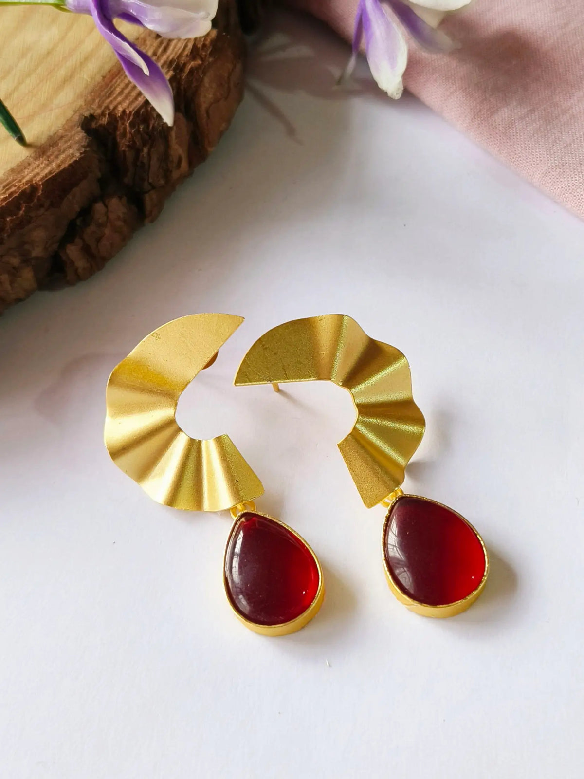 Golden Monalisa Stone Dangler Earrings | Sarichka