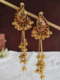 Red-Stone Kashmiri Ghungroo Drop Earrings | Sarichka