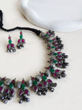 Oxidised Silver Look-Alike Necklace Set Perfect for Navratri Wear | Sarichka