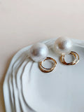 Golden Cotton Pearl Hoop Earrings | Sarichka