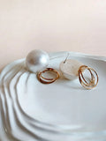 Golden Cotton Pearl Hoop Earrings | Sarichka