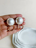 Golden Cotton Pearl Hoop Earrings | Sarichka