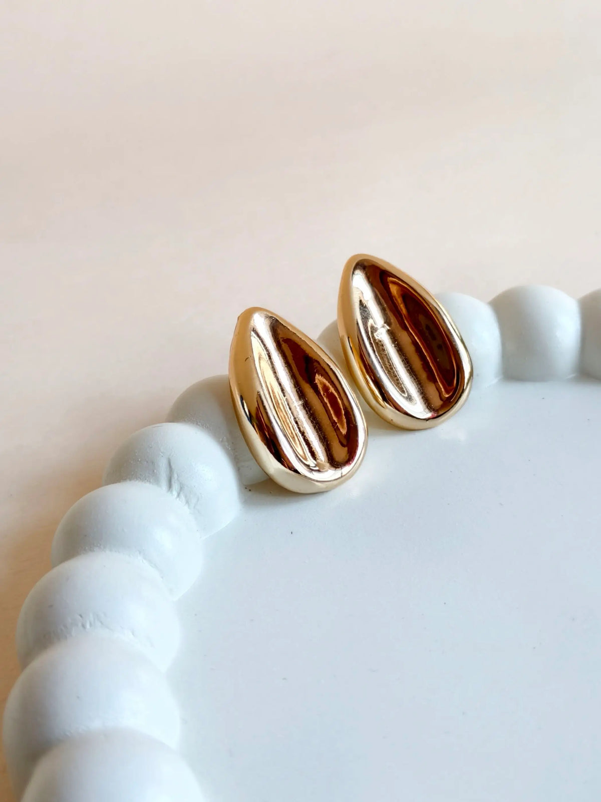 Anti-Tarnish Gold Teardrop Stud Earrings | Sarichka