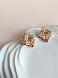 Gold Plated Textured Geometric Stud Earrings | AMOLA