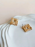 Gold Plated Textured Geometric Stud Earrings | AMOLA