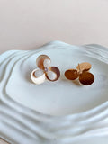 Golden Floral White Stone Stud Earrings | Sarichka