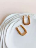 Golden Contemporary Rectangle Hoop Earrings | AMOLA
