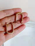 Golden Contemporary Rectangle Hoop Earrings | AMOLA