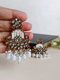 White Polki Kundan Wedding Chandbali Earrings | Sarichka