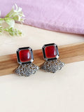 Oxidized Silver Plated Turquoise Stone Studs | AMOLA