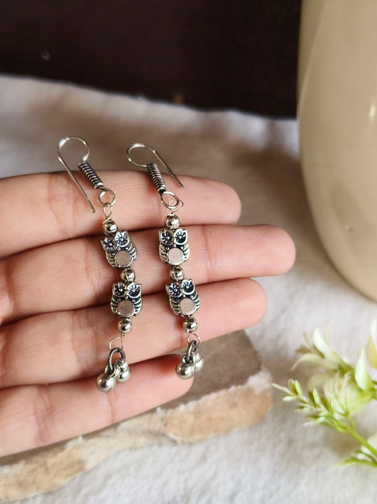 German Silver Owl Earrings | Sarichka