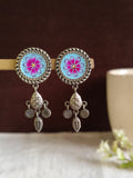 Oxidised Meenakari Round Dangler Earrings | Sarichka