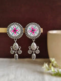 Oxidised Meenakari Round Dangler Earrings | Sarichka