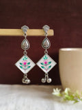 Hand Painted Oxidised Silver Enamel Earrings | Sarichka