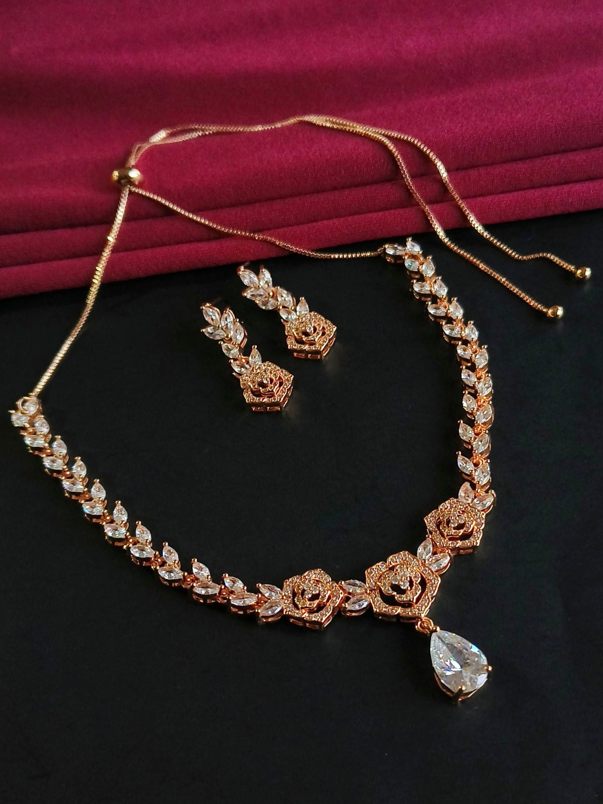 Premium American Diamond Necklace Set | AMOLA