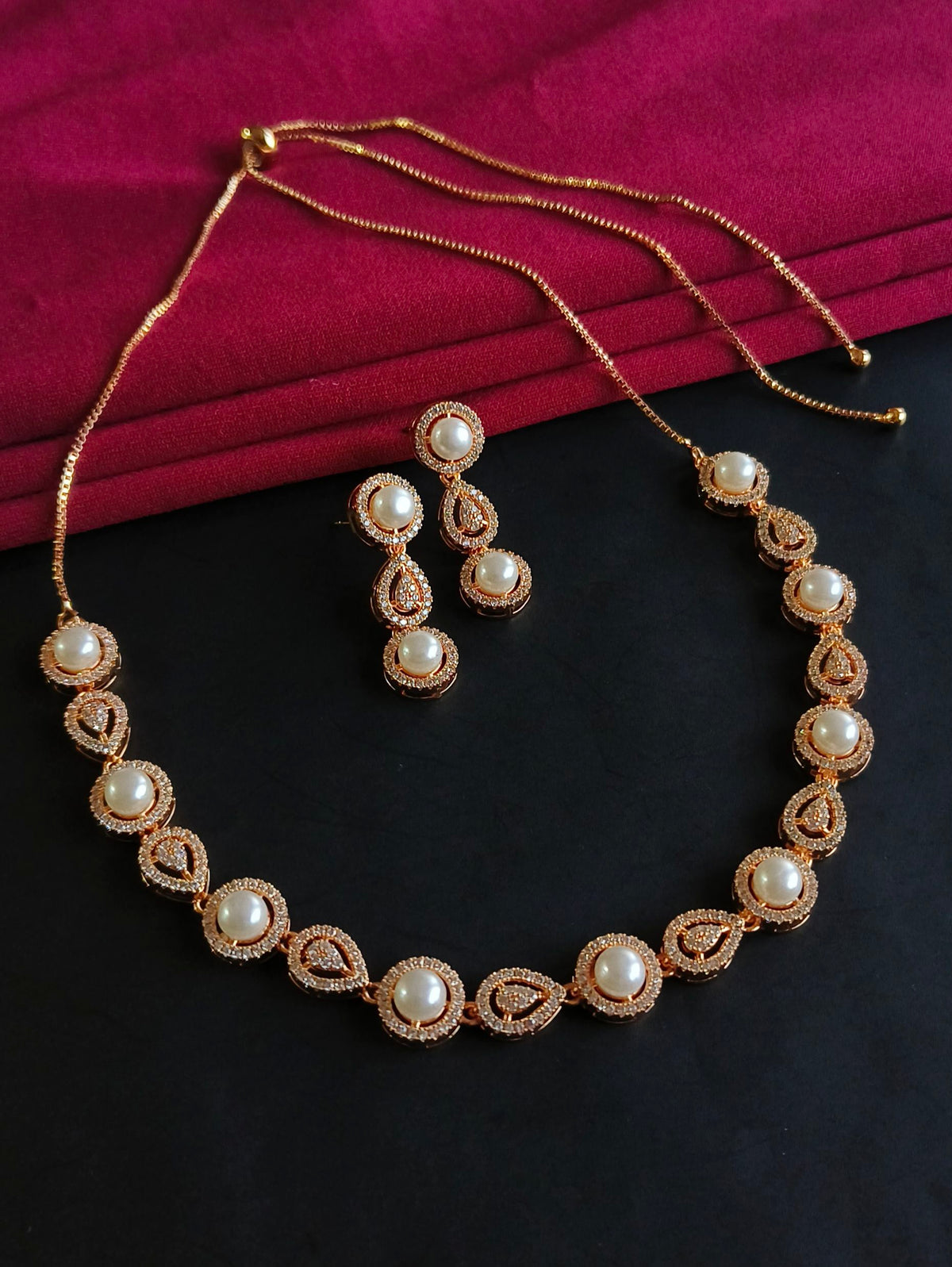 Premium American Diamond Necklace Set | Sarichka