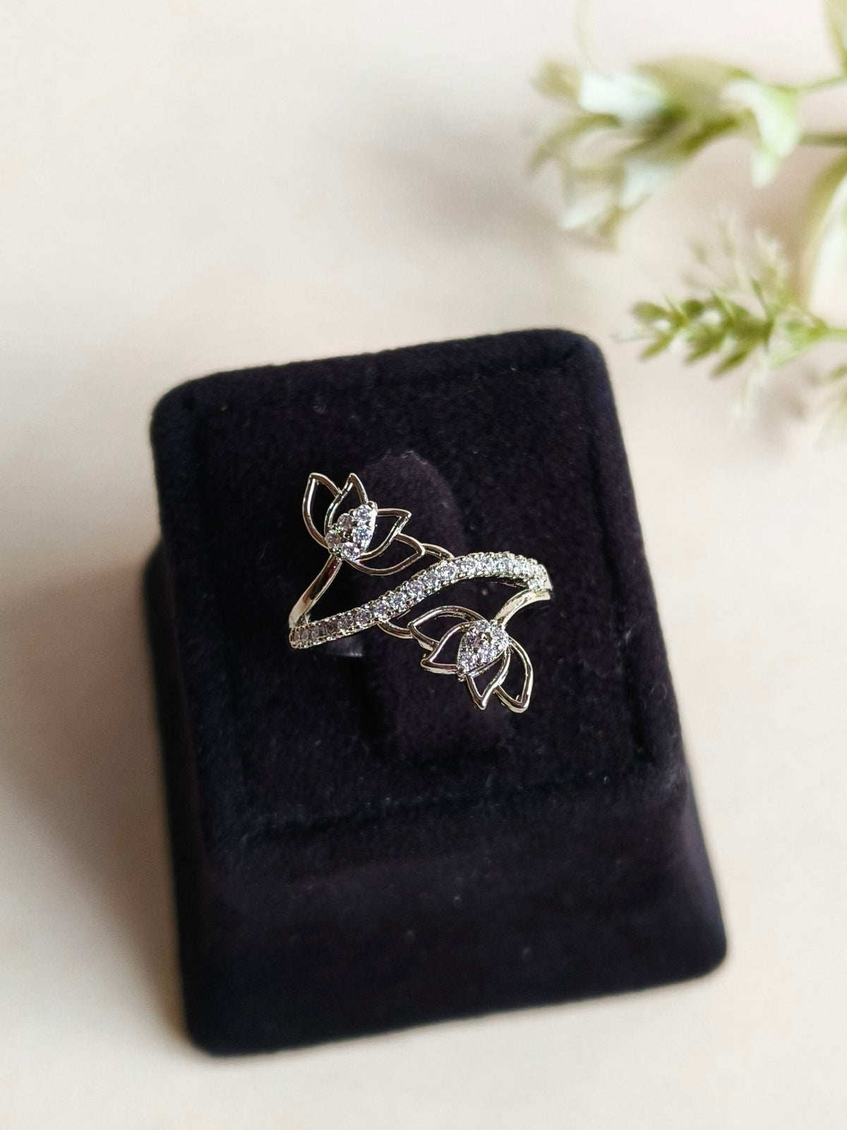 Stylish American Diamond Adjustable Ring | Sarichka