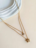 Golden Double-Layered Star Charm Necklace | AMOLA