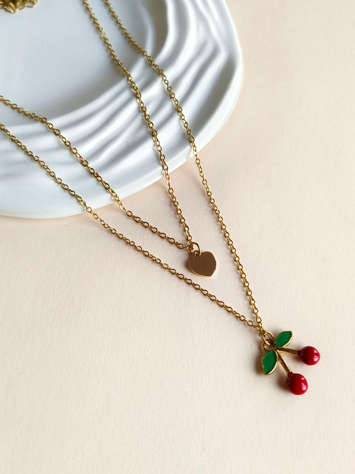 Layered Cherry Pendant Chain Necklace | AMOLA