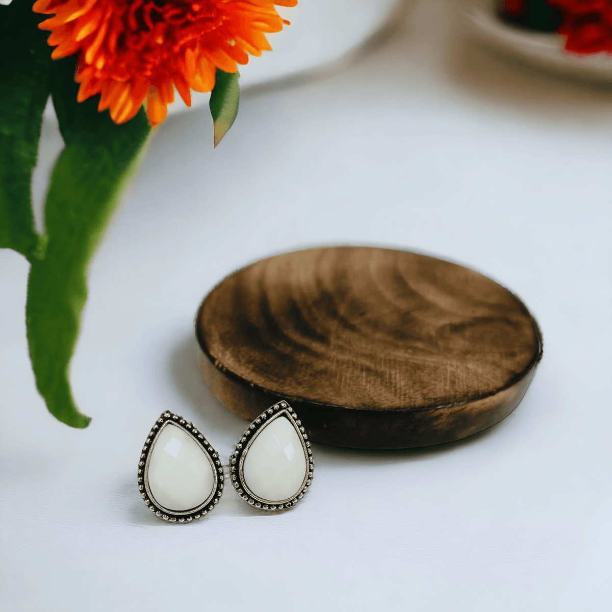 Drop Stone Oxidised Studs | AMOLA