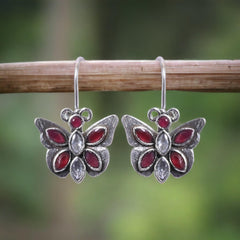 Oxidized Silver Replica Butterfly Daily Wear Hook Earring - Sarichka Fashion