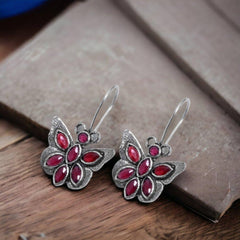 Oxidized Silver Replica Butterfly Daily Wear Hook Earring - Sarichka Fashion