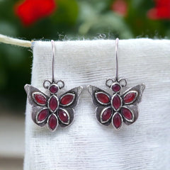 Oxidized Silver Replica Butterfly Daily Wear Hook Earring - Sarichka Fashion