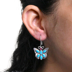 Oxidized Silver Replica Butterfly Daily Wear Hook Earring - Sarichka Fashion