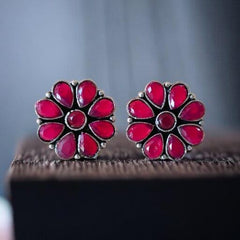 Flower Oxidised Stud Earrings | Sarichka