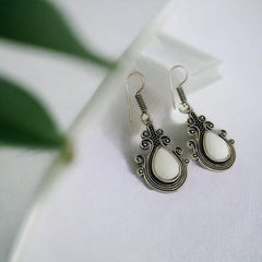 Dew Drop Oxidised Hook Earrings | Sarichka