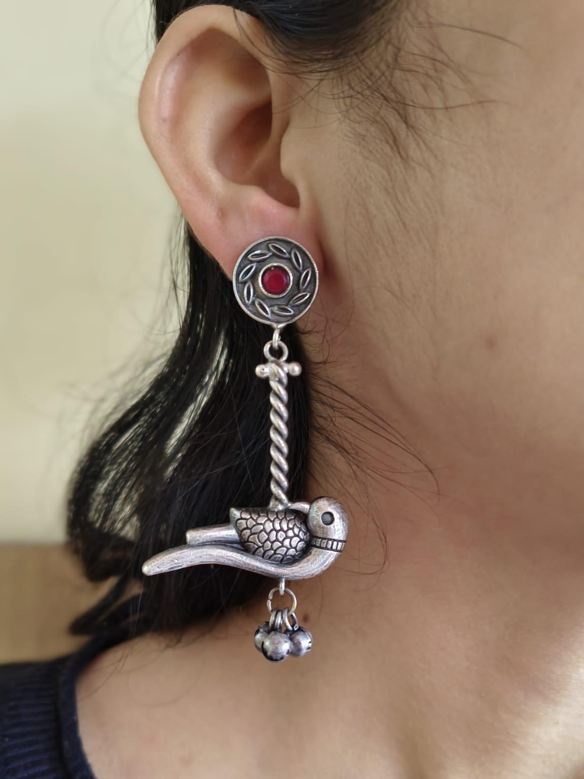 Replica Peacock Oxidised Dangler Earrings | Sarichka