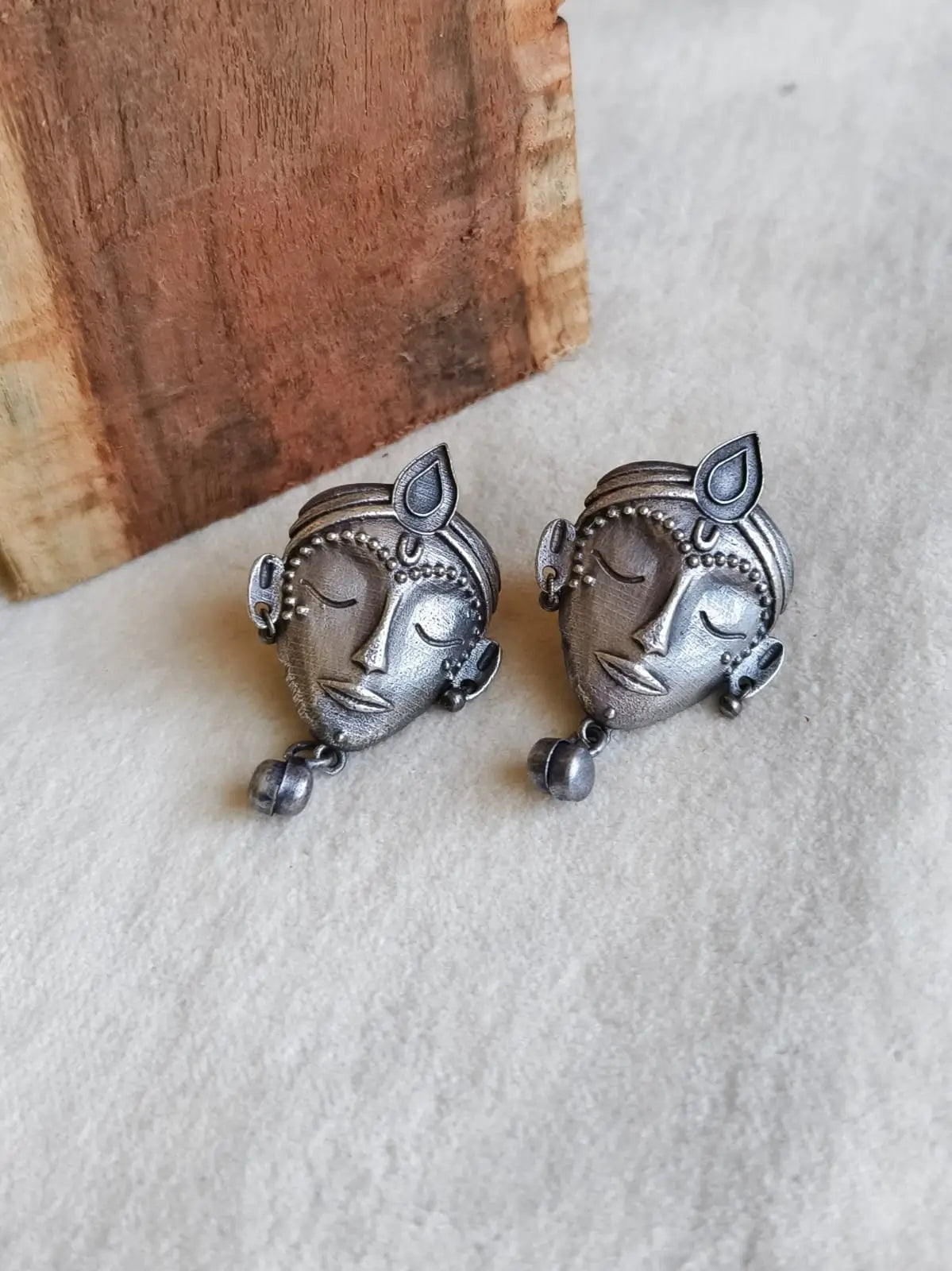 ✨ Divine Kahna Face Silver Plated Studs | Sarichka Fashion