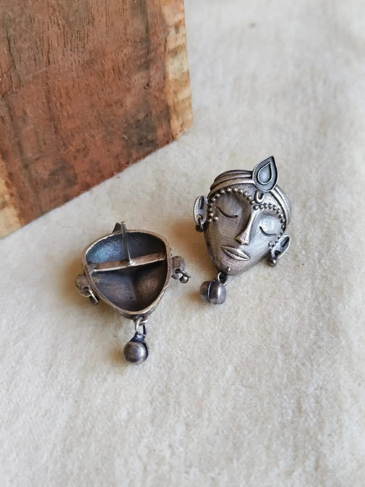 ✨ Divine Kahna Face Silver Plated Studs | Sarichka Fashion
