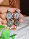 Vintage Charm Oxidised Button Danglers | Sarichka Fashion