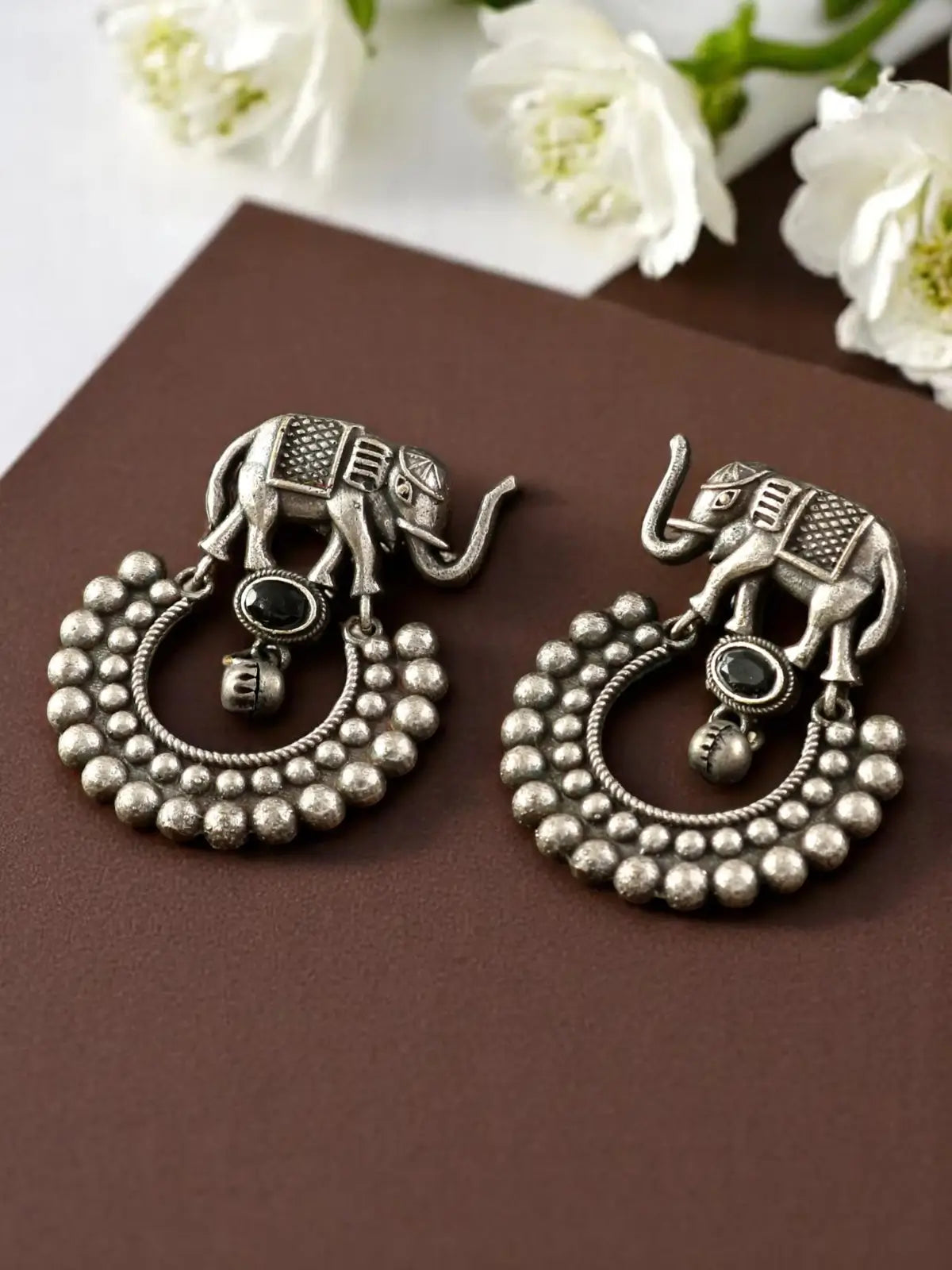 Silver Elephant Dangler Earrings | Sarichka Fashion