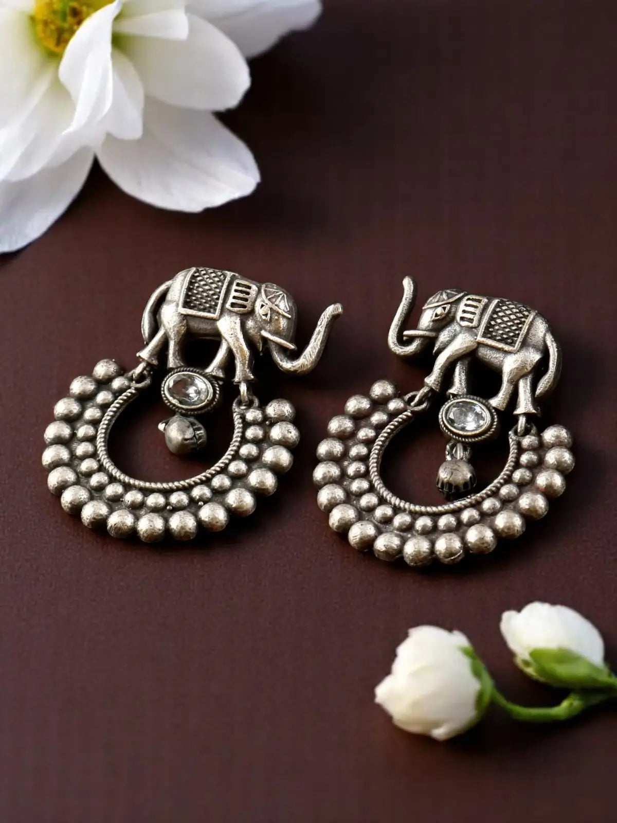 Silver Elephant Dangler Earrings | Sarichka Fashion