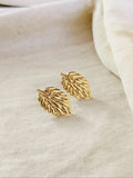 Golden Leaf Statement Stud Earrings | Sarichka