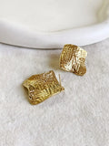 Golden Textured Wave Minimal Stud Earrings | Sarichka
