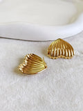 Golden Heart Shell Elegance Stud Earrings | Sarichka