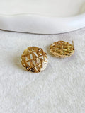Basket Dome Textured Golden Stud Earrings | Sarichka