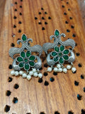 Oxidised Peacock Stud Earrings | Sarichka
