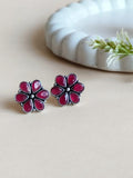 Daily Wear Floral Oxidized Stud Earrings | AMOLA