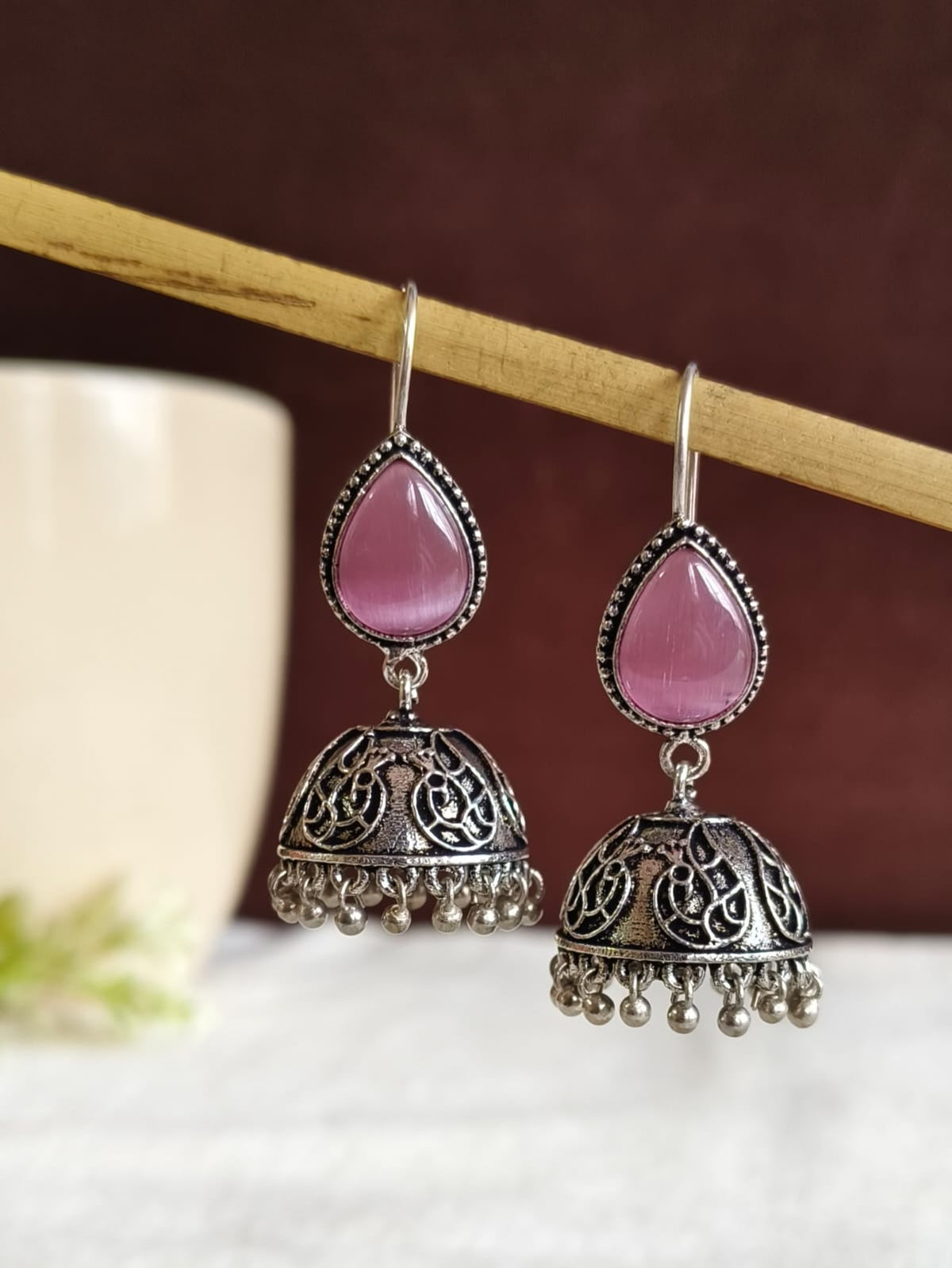 Oxidised Silver Black Jhumka | AMOLA