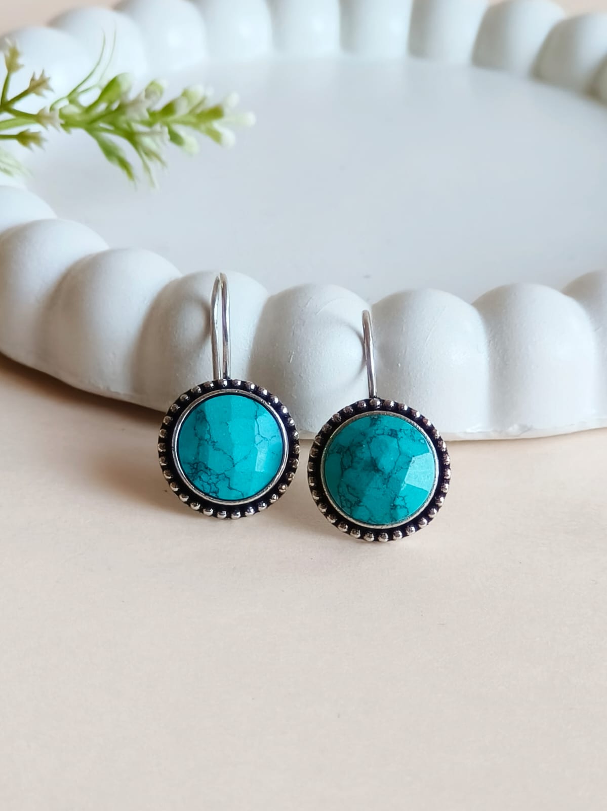 Circle Oxidised Hook Earrings | AMOLA