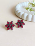Silver Replica Gemstone Floral Studs 5x7 | AMOLA