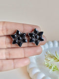 Silver Replica Gemstone Floral Studs 5x7 | AMOLA