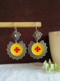 Round Enamel Hook Earring With Multi Color | AMOLA