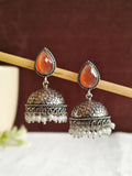 German Silver Oxidised Pan Pearl Jhumka Earrings for Tradition | AMOLA
