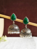 German Silver Oxidised Pan Pearl Jhumka Earrings for Tradition | AMOLA